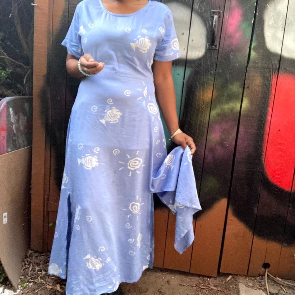90's Blue Resortwear Maxi Dress